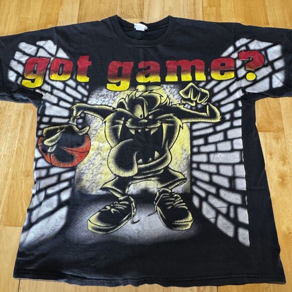 Vintage Taz Shirt 90s Got Game All Over Print Looney Tunes Large Basketball - Picture 1 of 10